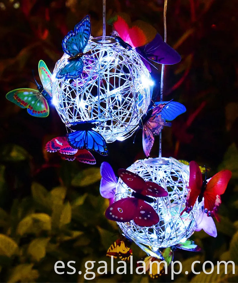 Encantadoras luces de cuerda de mariposa con energía solar para ambiente de jardín